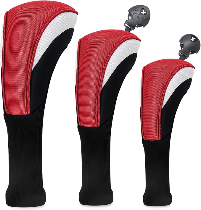 Golf Head Covers for Fairway Woods Driver Hybrids 5 Pieces Nylon Mesh Sports Fan Golf Club Headcovers-Golf Accessories for Men Women.