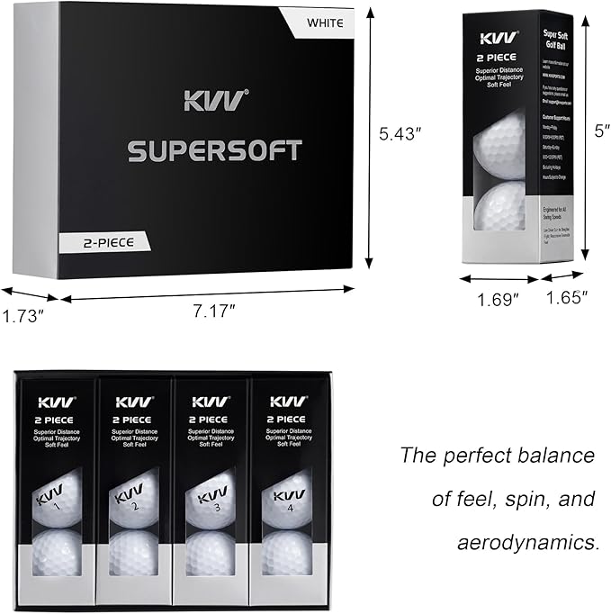 KVV 2-Piece Golf Balls, High Performance Golf Ball for Distance Super Soft, One Dozen