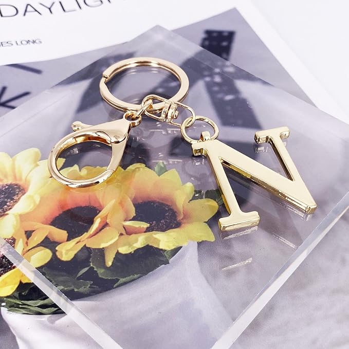 LAXPICOL Gold Letter A-Z Keychain for Women Bag Charms Purse Charms For Handbags Metal Alphabet Initial Letter Keychain