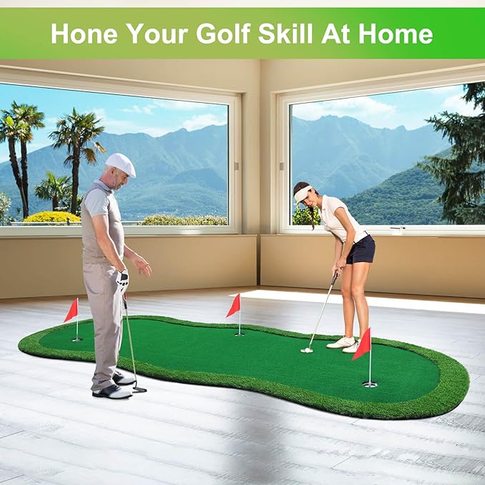 Golf Putting Green, Large Golf Putting Mat for Indoor Outdoor, Professional Practice Training Greens Mat