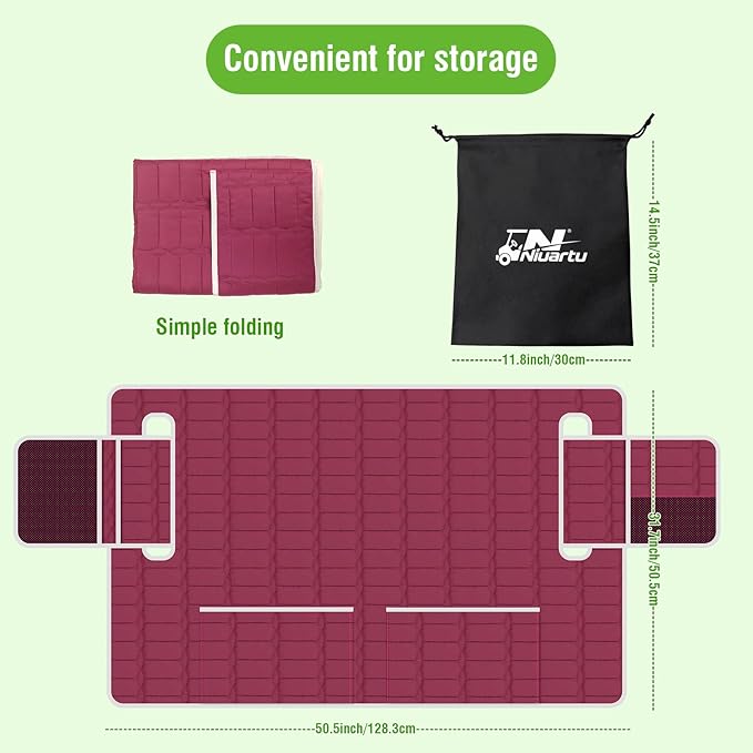 Golf Cart Seat Cover, Universal Bench Seat Cover with Storage Pockets, Non-Slip Seat Protector for Golf Cart, Fits EZGO Club Car Yamaha, Easy Install
