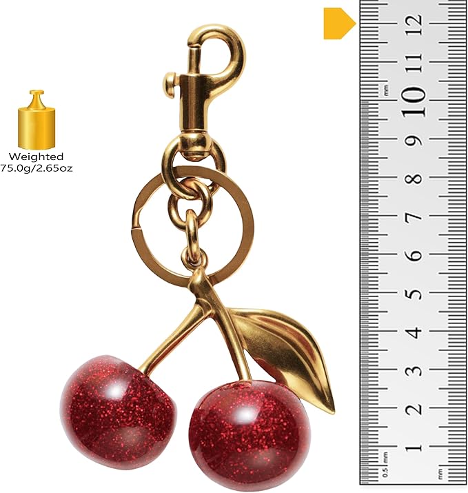 Cherry Bag Charm for Handbag, Big-Apple Strawberry Fruit Bag Charm Cherry Car Accessories KeyChain