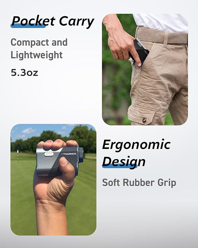 Golf Range Finder with Slope & Triangulation, 1300Yard Rangefinder, 5.3oz Compact, Lightweight, 0.2s Flag Lock Vibration, Magnetic Mount, USB-C Rechargeable, 6X Magnification, Waterproof IPX54