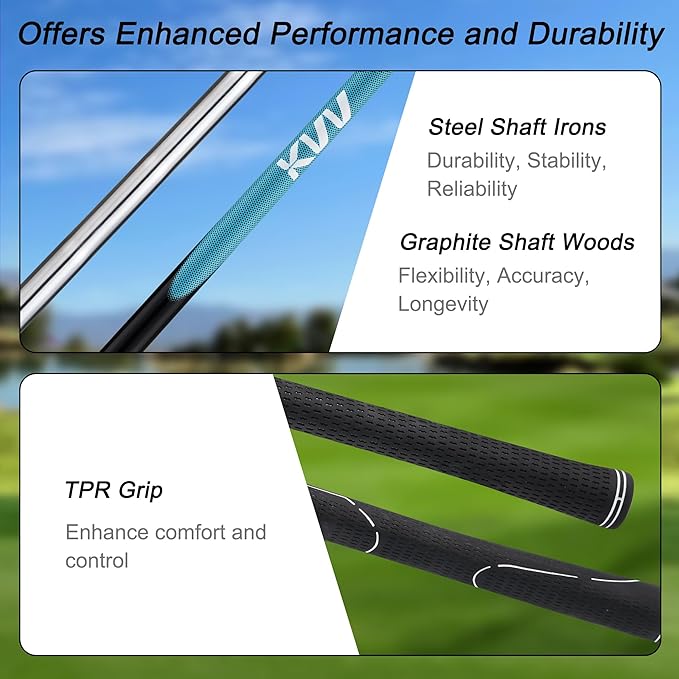 KVV Premium Right Hand Golf Club Set 11-Piece Set for Women, Including Driver, Fairway, Hybrid, 5#-P# Irons, Putter Steel Shaft Regular Flex Golf Clubs, with/Without Golf Bag