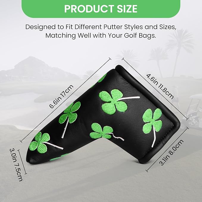 FINGER TEN Golf Blade Putter Cover Premium Synthetic Leather Stylish Design, Universal Headcover Waterproof Protection, Durable Headcovers Covers Fit Most Blade Putters for Men Women
