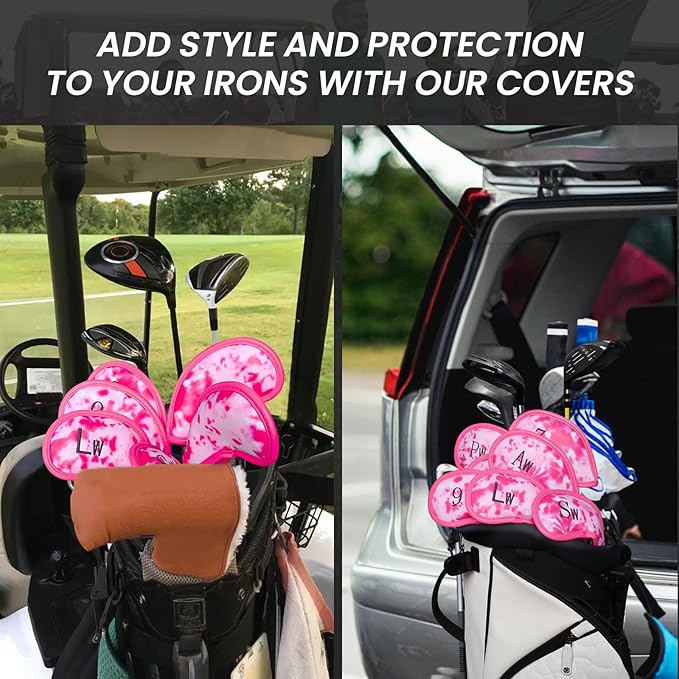 Golf Club Covers Iron Value 12 Pack Stylish Synthetic Leather Headcover, Embroidery Numbers Head Covers Universal Protector Fit Main Iron Wedge Clubs, Accessories Travel for Men Women