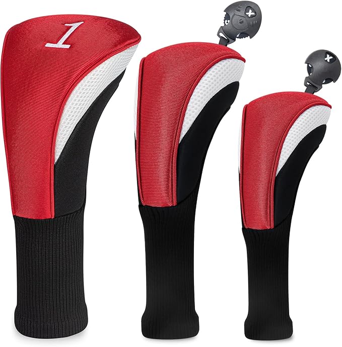 Golf Head Covers for Fairway Woods Driver Hybrids 5 Pieces Nylon Mesh Sports Fan Golf Club Headcovers-Golf Accessories for Men Women.