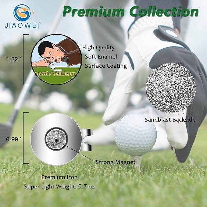 Enamel Golf Ball Marker with Magnetic Hat Clip - Funny Golf Accessories - Great Gift for Golf Lovers