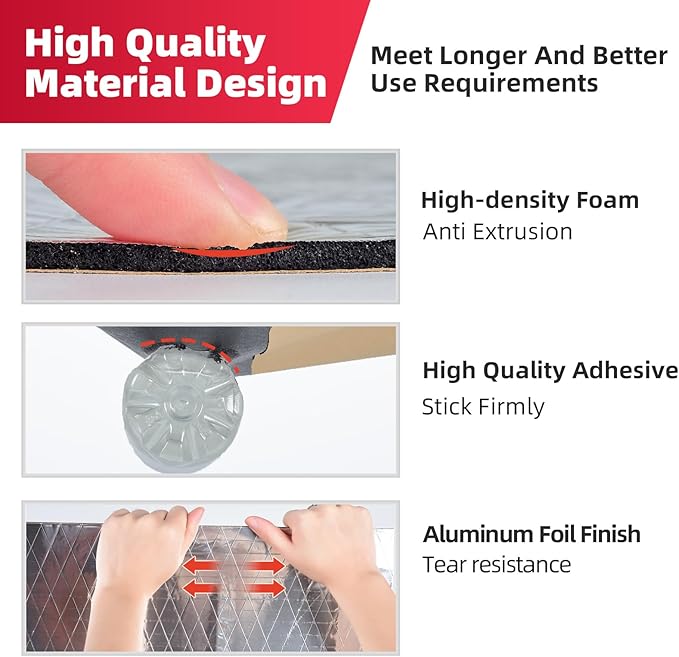 Car Sound Deadening Mat 314mil 18sqft - Automotive Hood Insulation Pad - Self-Adhesive Auto Audio Heat Shield Sound Dampening Foam Board Aluminum for Door Floor