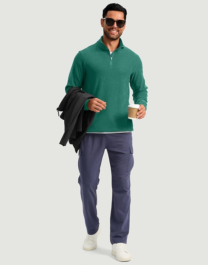 G Gradual Mens Quarter Zip Pullover Fleece with 2 Zipper Pockets Long Sleeve Golf Shirt Winter Athletic Sweater Lightweight