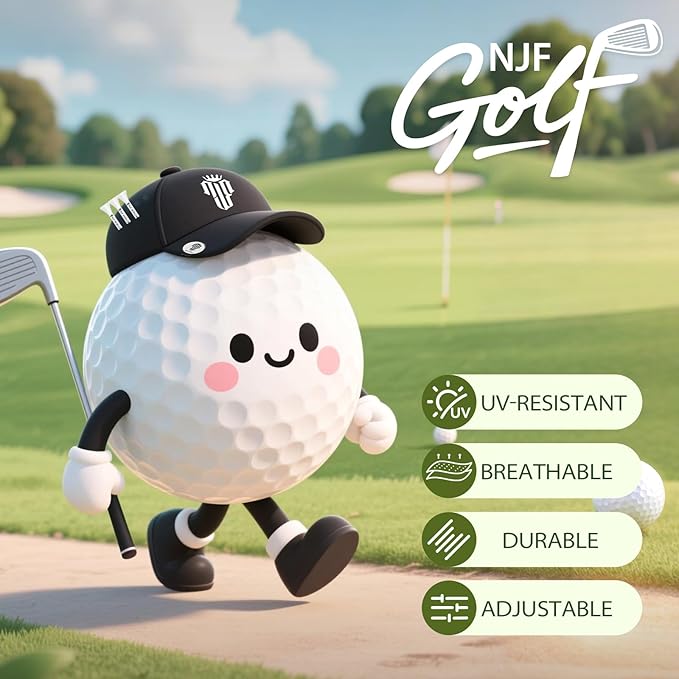 NJF Golf™ Hat Men - Breathable Mens Golf Hats, Adjustable Rope Snapback Cap, Convenient Cap with Tee Holder