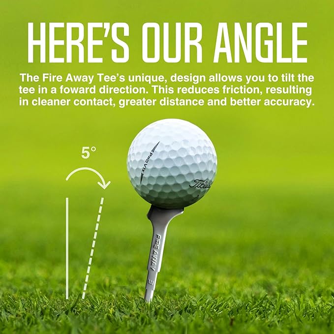 FIRE AWAY Premium Golf Tees, Reduced Ball Spin, Less Friction & Precision Height Markers for Perfect Trajectory, Made of Special Unbreakable Plastic Nylon Blend