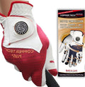 Men's 1-Pack Right and Left Handed Golfers Golf Glove – Advanced Compression for Muscle Support, Joint Relief Gloves – White/Red