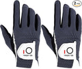 FINGER TEN Men's Golf Gloves for Right Left Handed Golfer Rain Grip Value 2 Pack, Golf Glove for Left or Right Hand Hot Wet Weather No Sweat Black Gray White Blue