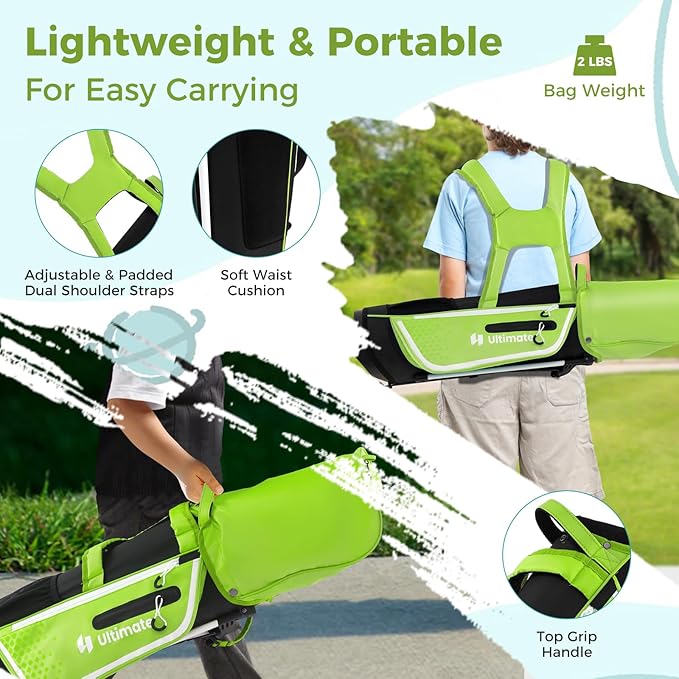 Goplus Junior Complete Golf Club Set for Kids, Right Hand Golf Clubs with Stand Bag, Rain Hood, Golf Practice Set for Ages 5-7,8-10,11-13 Boys Girls