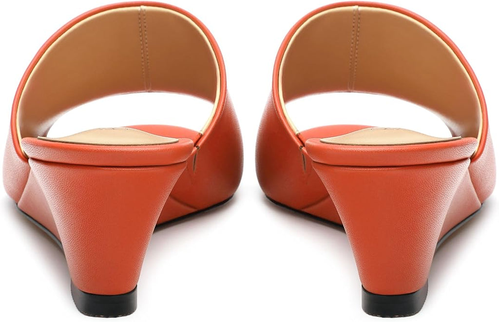 Wedge Sandals for Women Open Toe Wedge Heels Womens Matte High Heel Sandal Round Toe Heeled Wedge Sandals Slip on Casual shoes 2 inch