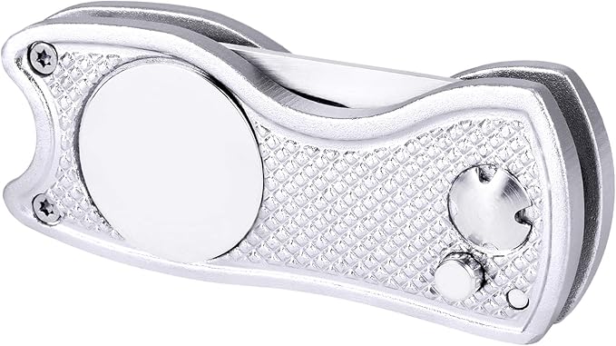 Mile High Life Microfiber Waffle Pattern Golf Towel | Club Groove Cleaner Brush | Foldable Divot Tool with Magnetic Ball Marker (White Towel/Brush/Fish Divot)