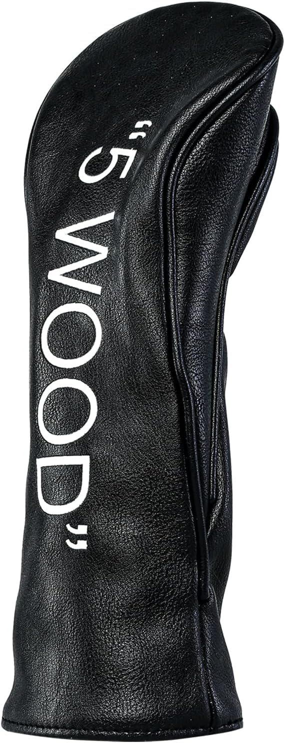 Golf Club Covers – Leather Driver Headcover, Fairway Wood, 3 Wood, Hybrid, Fits Mallet Blade Putter Head Covers Alignment Stick Cover