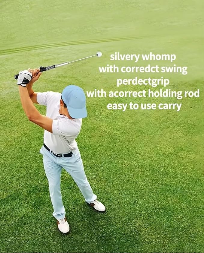 Retractable Golf Swing Training Aid, Golf Grip Trainer & Golf Swing Trainer for Warm-up, Right-Handed Golf Club for Indoor Practice, Golf Accessories - Strength & Tempo Training for Chipping Hitting
