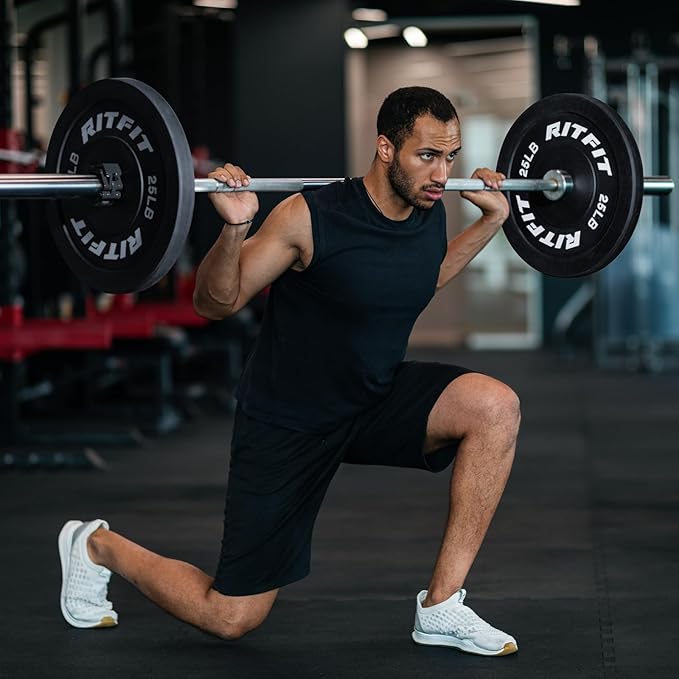 RITFIT 7FT Olympic Barbell for Strength and Weightlifting Training - 2 Inch Olympic Bar for Squat, Deadlift, Bench Press, Curl, Overhead Press - 500lbs/1000lbs/1500lbs Capacity