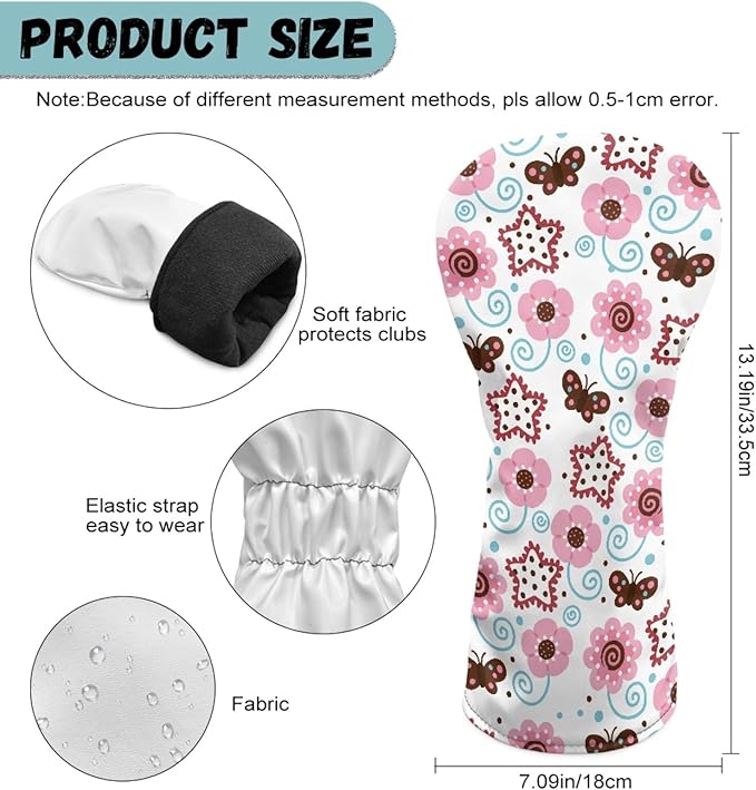 Golf Club Head Covers for Club Protective, Waterproof PU Leather Driver Fairway Wood Hybrid Head Cover