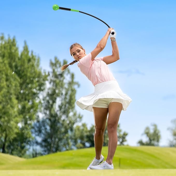 GYMAX Golf Swing Trainer, Warm-Up Stick with Grip Trainer for Rhythm, Balance, Tempo & Strength, Right Handed Swing Speed Training Aid, Weighted Golf Club for Indoor Practice