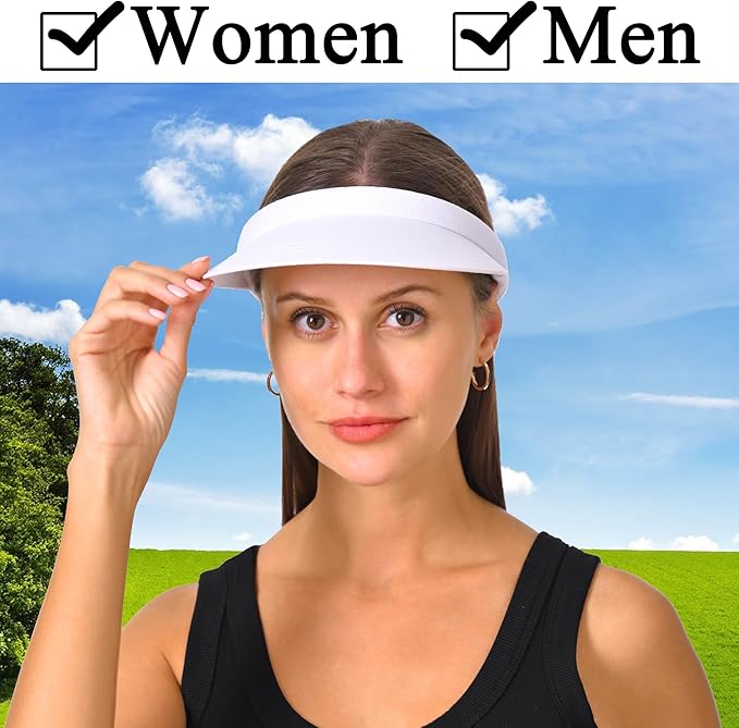 2 Pack Visor Women Men Sun Hat Clip On Visors Adjustable Sport Wide Brim Cap