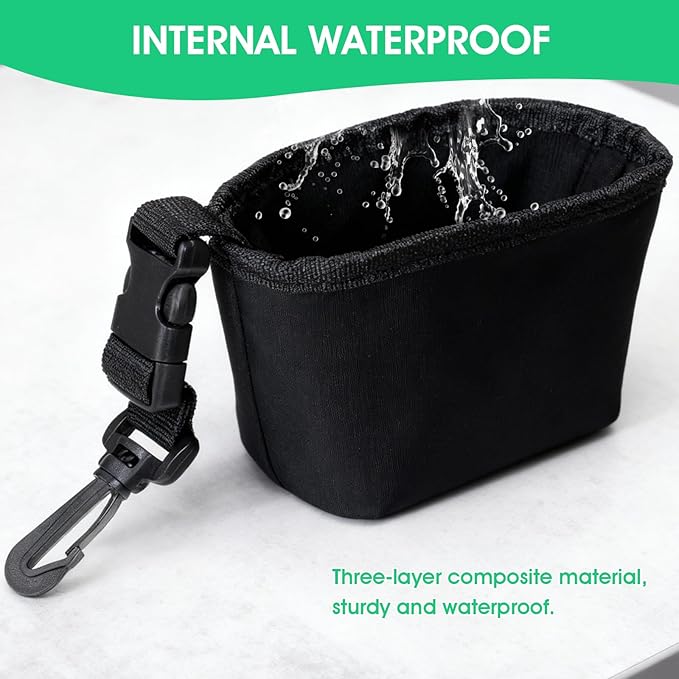 Golf Club Cleaner Bag with Clean Club Grooves, Golf Ball Cleaner Pouch with Waterproof Clean Face Tech Liner, Detachable Clip Machine Washable Golfball Washer Bags Golfball Accessories