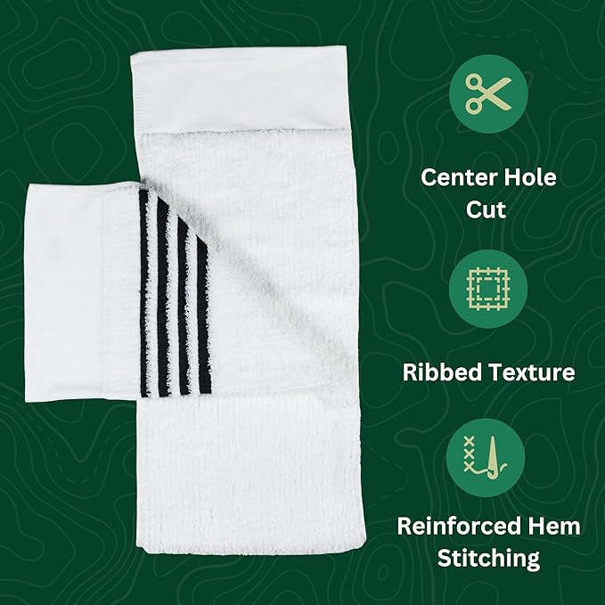 The Tour Towel | Large Golf Caddy Towel Terry Cloth, Absorbent 19" x 44", Center Cut, Perfect Hang Golf Cart Accessory and Golf Bag, Multiple Colors
