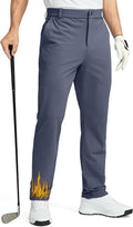 Soothfeel Men's Fleece Lined Pants 30"/32"/34" Golf Work Dress Pants Casual Insulated Warm Winter Trousers with Pockets