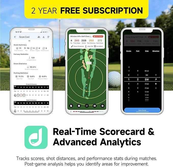 Dprofy Golf GPS Range Finder Work with Dprofy APP, 2Pcs Golf GPS Devices with Voice Output Course and Hole Distance Information, Support Two People Use