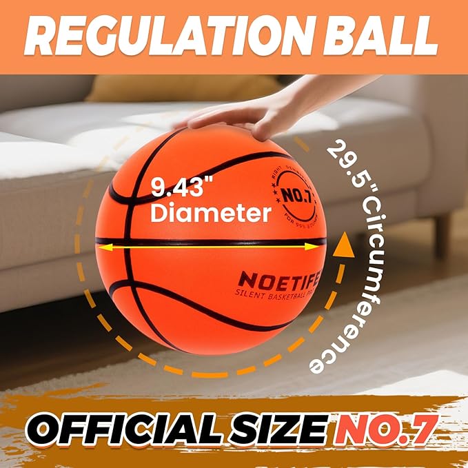 Upgraded 580g Weighted Silent Basketball, High-Density Quiet Indoor Training Ball with Gift Box, Real Bounce Soft Material, Ideal for Home & Apartment Dribbling Practice