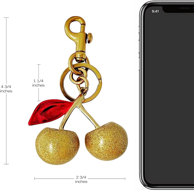 Cherry Bag Charm Purse Handbag Charm Cherry Car Accessories KeyChain Gift for Women Mothers Day Christmas Valentine