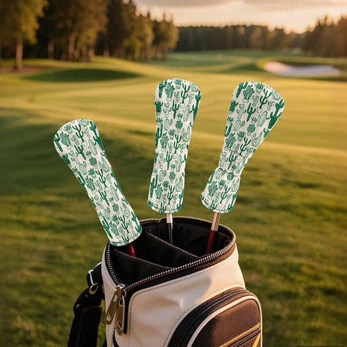 Golf Club Head Covers for Club Protective, Waterproof PU Leather Driver Fairway Wood Hybrid Head Cover