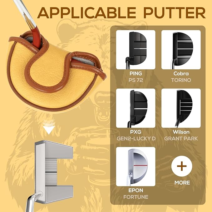 Golf Club Head Cover Golf Head Cover Driver Headcover Fairway Wood Headcover Hybrid Club Head Cover Golf Blade Mallet Putter Cover Beer Bear