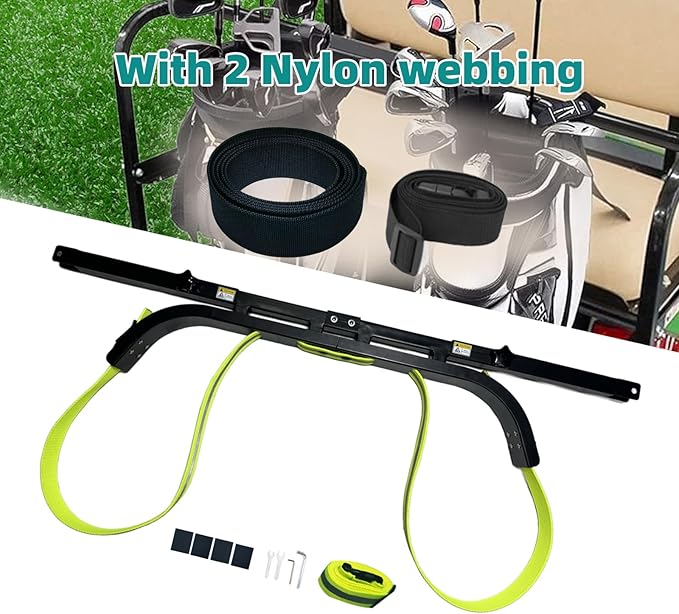 Universal Golf Bag Holder Attachment No-Drilling Required for EZGO, Club Car, and Yamaha, Adjustable Rear Seat Golf Cart Club Holder.