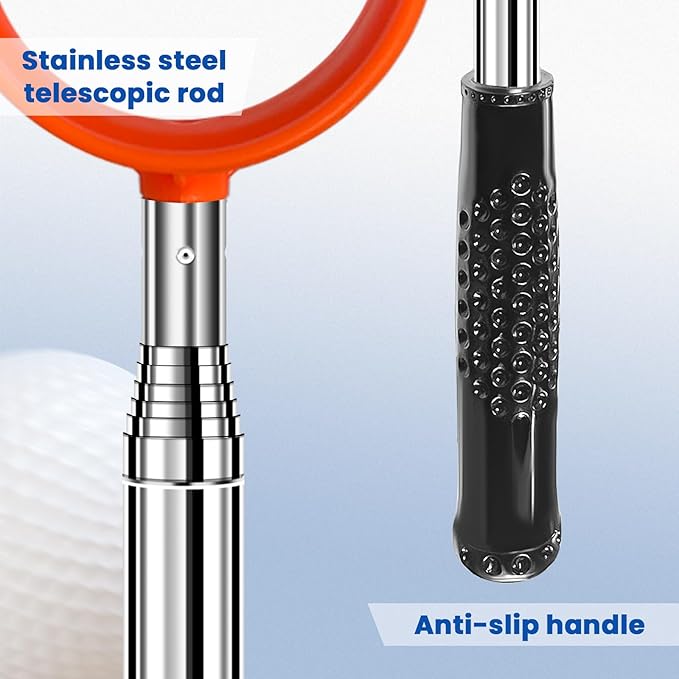 Golf Ball Retriever, Max 5.9 Ft Lightweight and Portable Golf Ball Retriever Telescopic, Stainless Golf Ball Grabber with Anti-Slip Handle, Golf Accessories Gifts for Men Women