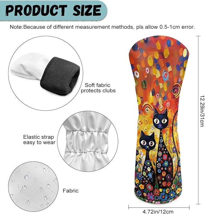 Golf Club Head Covers for Club Protective, Waterproof PU Leather Driver Fairway Wood Hybrid Head Cover