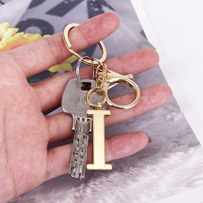 LAXPICOL Gold Letter A-Z Keychain for Women Bag Charms Purse Charms For Handbags Metal Alphabet Initial Letter Keychain