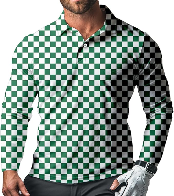 Men's Long Sleeve Golf Shirt Quick Dry 3 Button Work Fishing Outdoor Casual Collar Shirt
