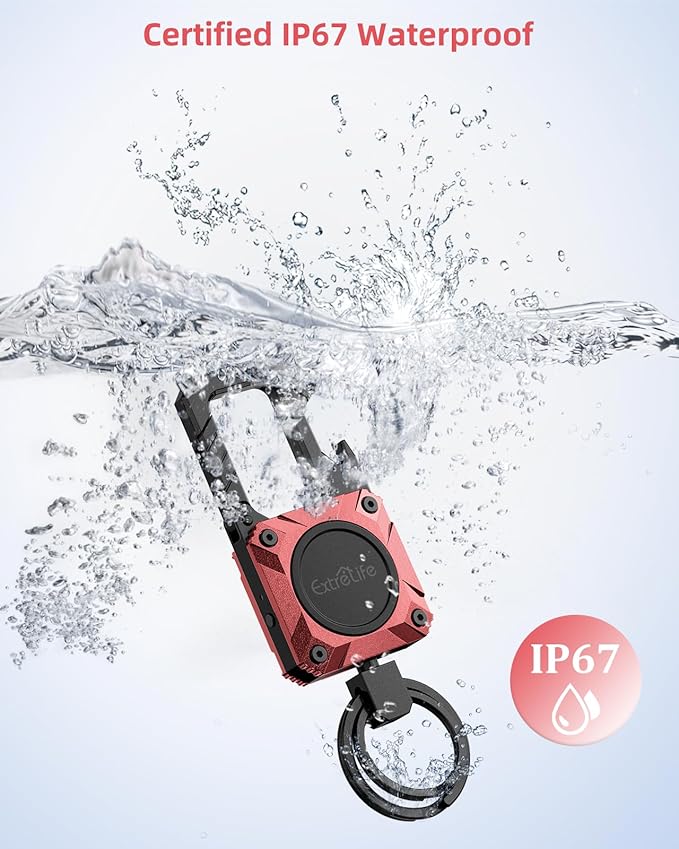 Keychain, Works with Apple Find My, Heavy Duty Key Chain Bottle Opener, Carabiner Car Key Chains with GPS Tracker, Key Finder, Bluetooth Tracker for Luggage, Kids, Bags and More, Rechargeable, Red