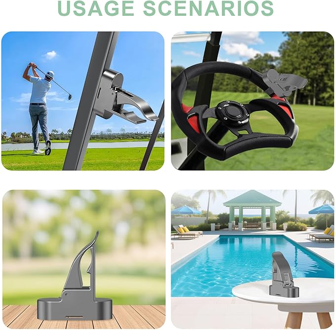 Magnetic Golf Cart Holder, Holder for Golf Cart, Fits 30-70 Ring, Available in Black, Gold, Blue, Silver - Durable Clip Golf Cart Holder