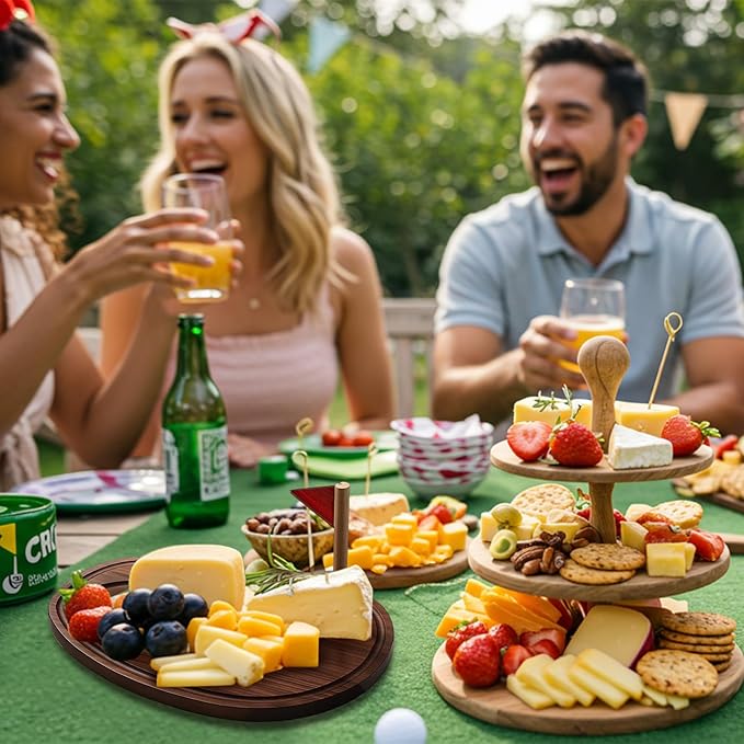Golf Cheese Board Gift Set Party Favor Prizes Charcuterie Wood Board with Knives and Box Father Day Gift for Dad Grandpa Party Tournament Game(9.8" x 7.7", Walnut Color)