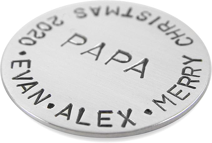 Custom Golf Ball Marker - Personalized with Your Special Message or Names - Hand Stamped Sterling Silver