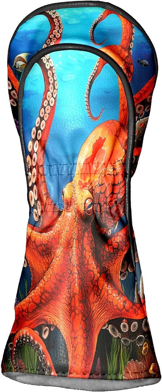 Golf Driver Head Covers Fairway Wood Headcovers, Premium Leather Golf Club Covers with Anti-Scratch Lining 1/3/5 Wood Cover for Golf Clubs for Women Men (Marble Blue)