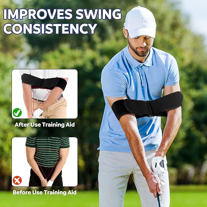 Soulchen 2 Pcs Adjustable Golf Swing Trainer Correcting Arm Band 2025 Innovative Golf Training Aid Fix Chicken Wing Enhance Muscle Memory for All Skill Levels for Right and Left Handed Size Fits Most