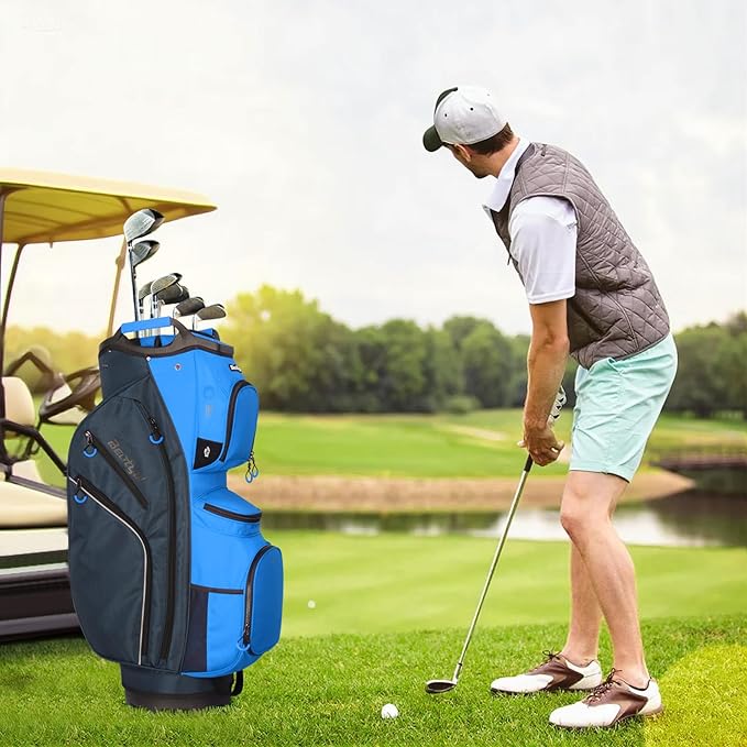 Golf Cart Bag 15 Way Organizer Divider Top Golf Club Cart Bag for Men Women with Cooler, Handles and Rain Cover