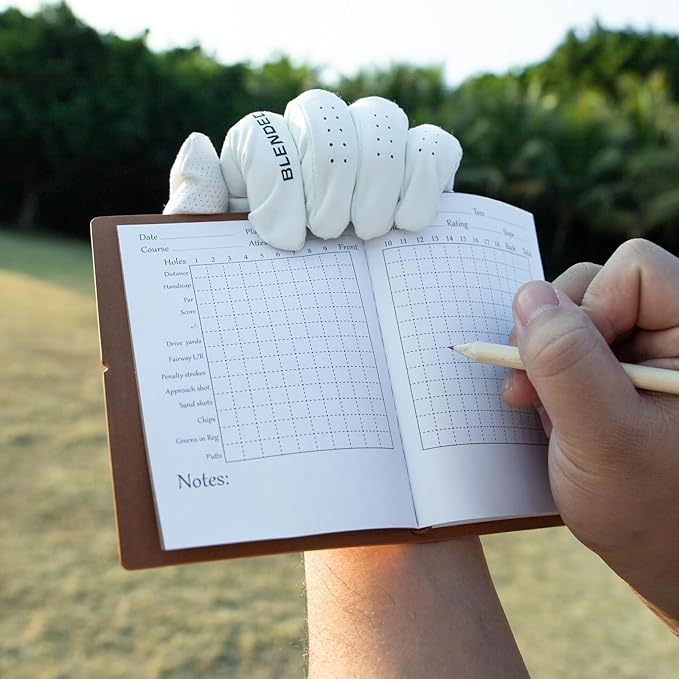 Golf Scorecard Book Leather Golf Yardage Book with Pencil Golf Score Book Golf Gift for Men&Women Sports and Outdoor Golf Club Accessories,Navy Blue