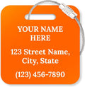 Custom Luggage Tags, Personalized Name Address for Suitcases,Backpack, Handbag, Travel Equipment Tag, 2x2 Inches, Acrylic Heavy Duty Made in The USA by My Sign Center-Orange