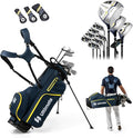 ULTIMATE 12 Pieces Men's Complete Golf Clubs Set w/Golf Stand Bag, 460cc #1 Driver, #3 Fairway, #5 Hybrid, #5#6#7#8#9#P#S Irons, Putter, Full Right-Handed Golf Set for Men